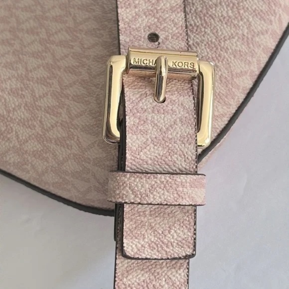 MICHAEL KORS Signature Stripe Fanny Pack/ Crossbody Bag, Pink w/ MK Logo - NWT - Picture 14 of 16